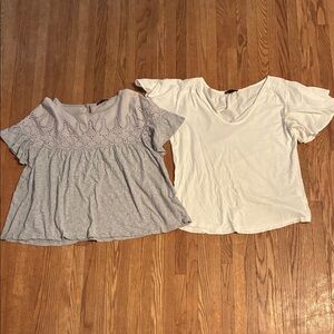J. Crew Light Gray and White Short Sleeve Tees